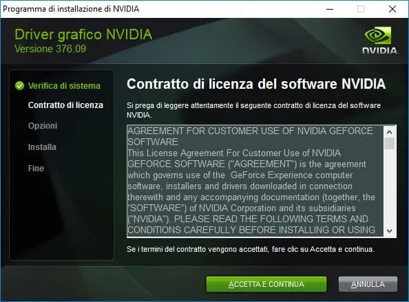 Contratto di licenza del software NVIDIA