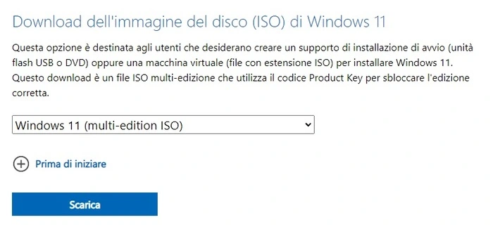 Scaricare ISO Windows 11